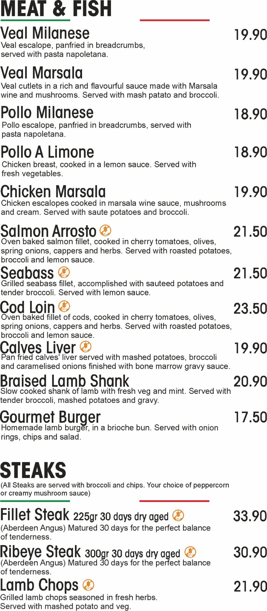 Menu – Dolcetto Restaurant